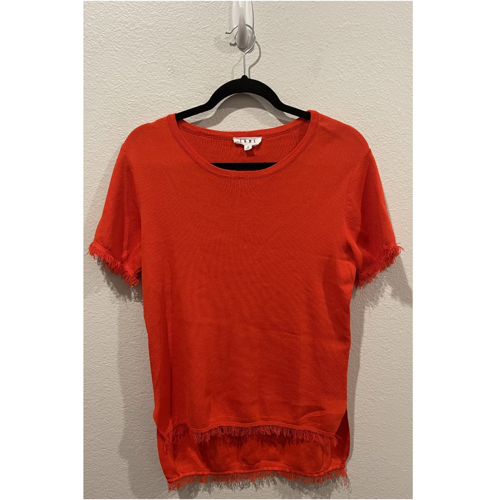 THML Orange Short Sleeve Fringe Blouse